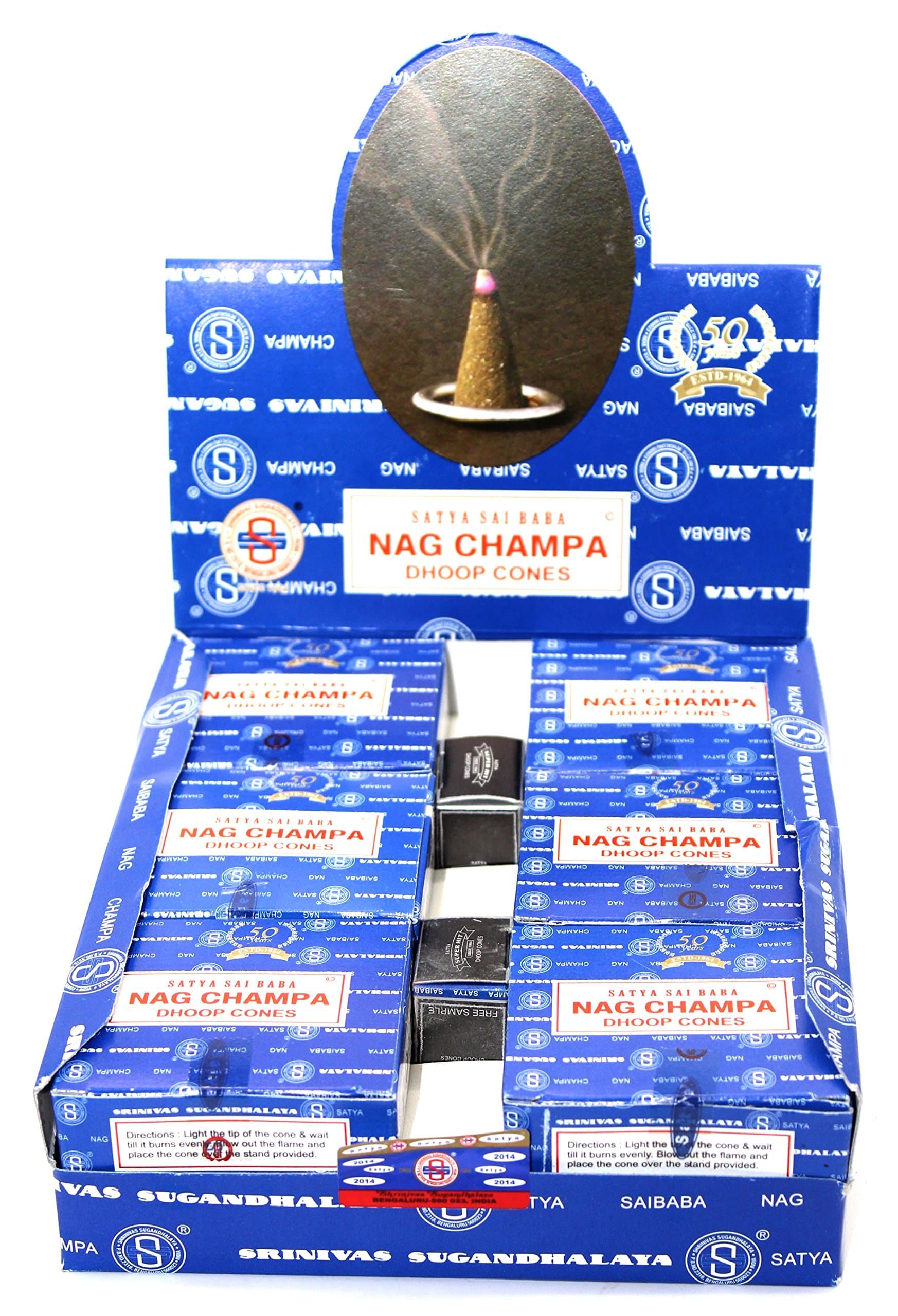Shrinivas Sugandhalaya Satya Sai Baba Nag Champa Incense Dhoop Cones, 144 Cones