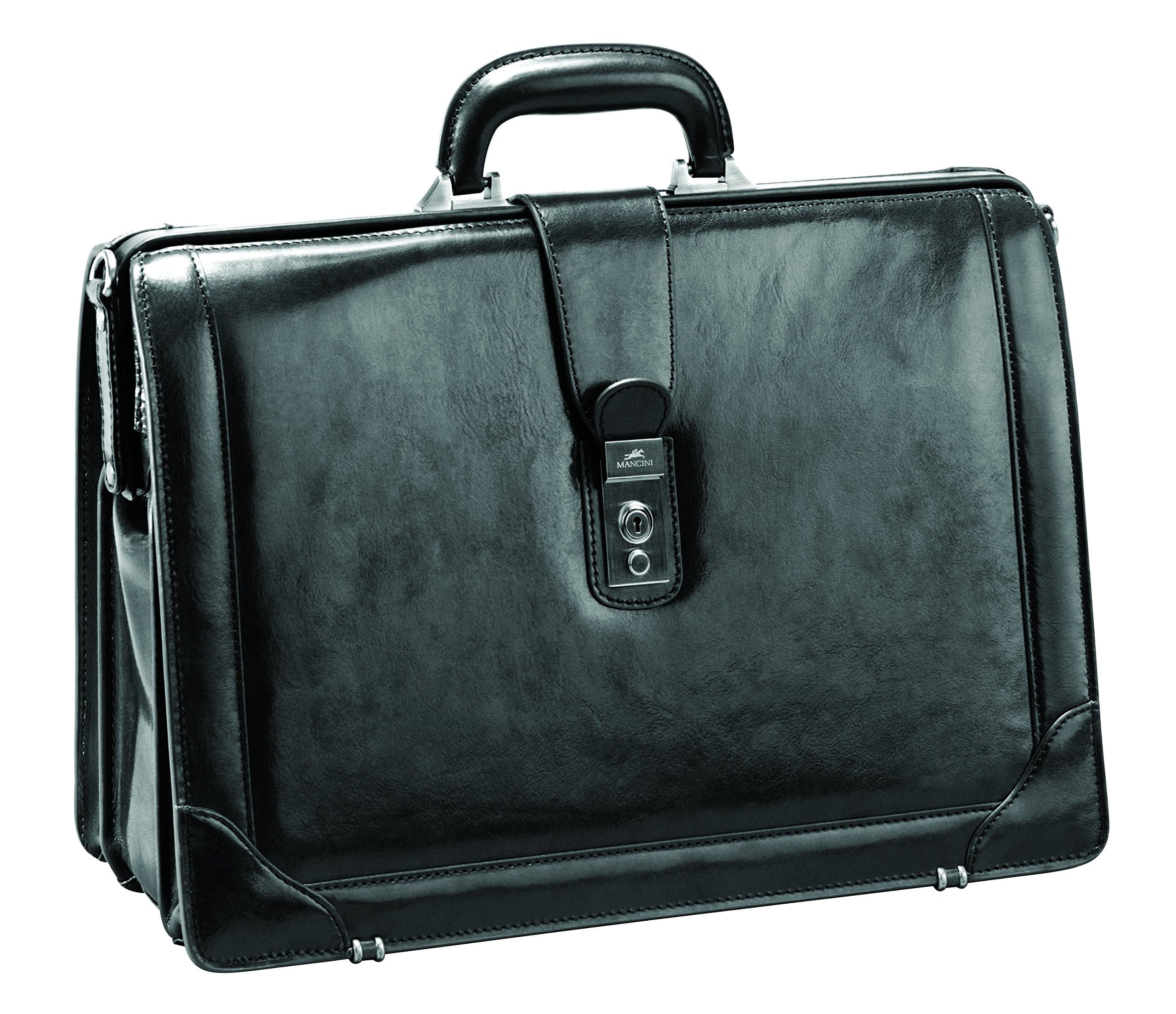 Mancini SIGNATURE Luxurious Italian Leather 17" Laptop Briefcase