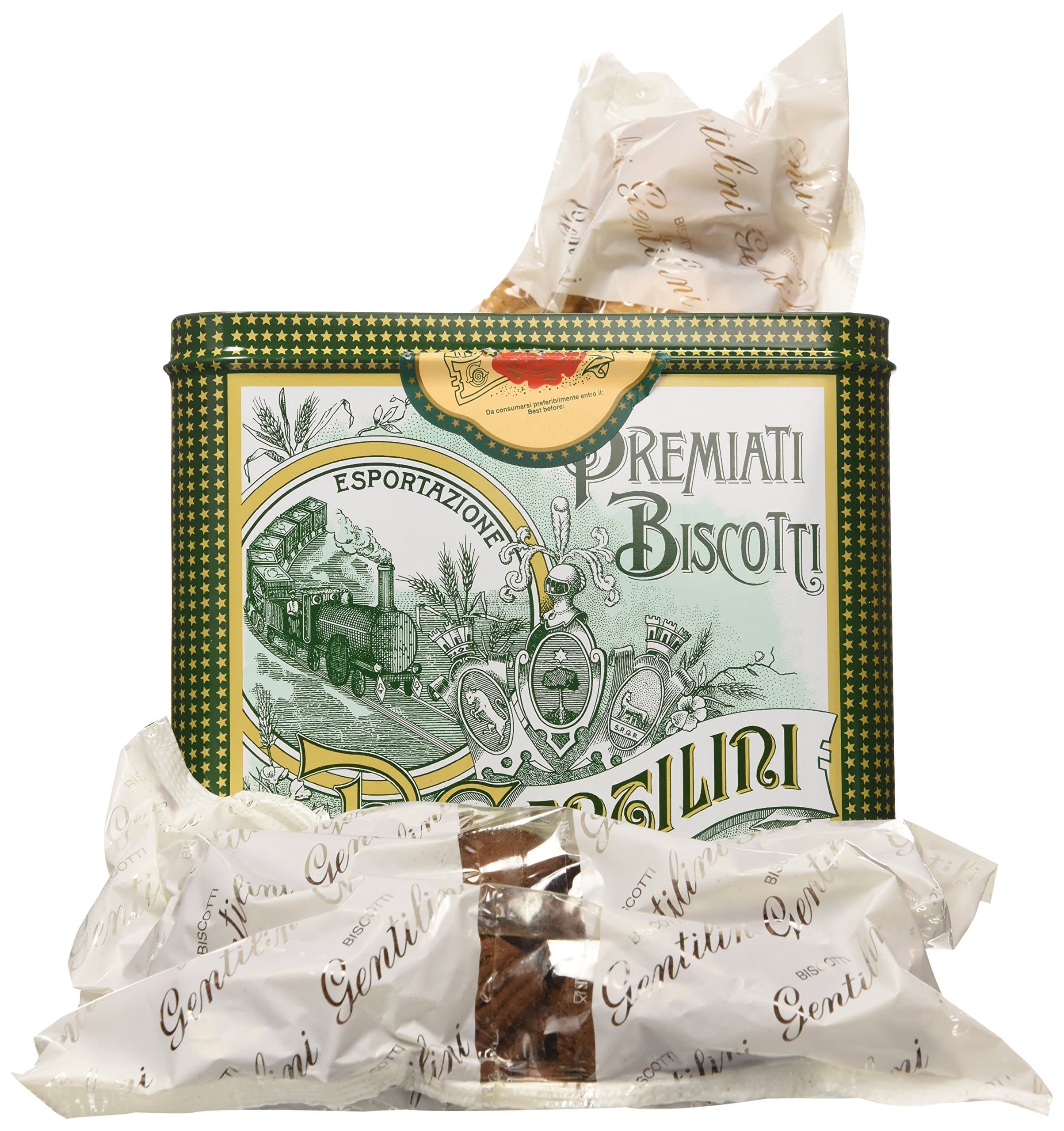 Gentilini The Classic Italian Biscottiera Cookie Tin Box 2.2 Pound - Pack of 2
