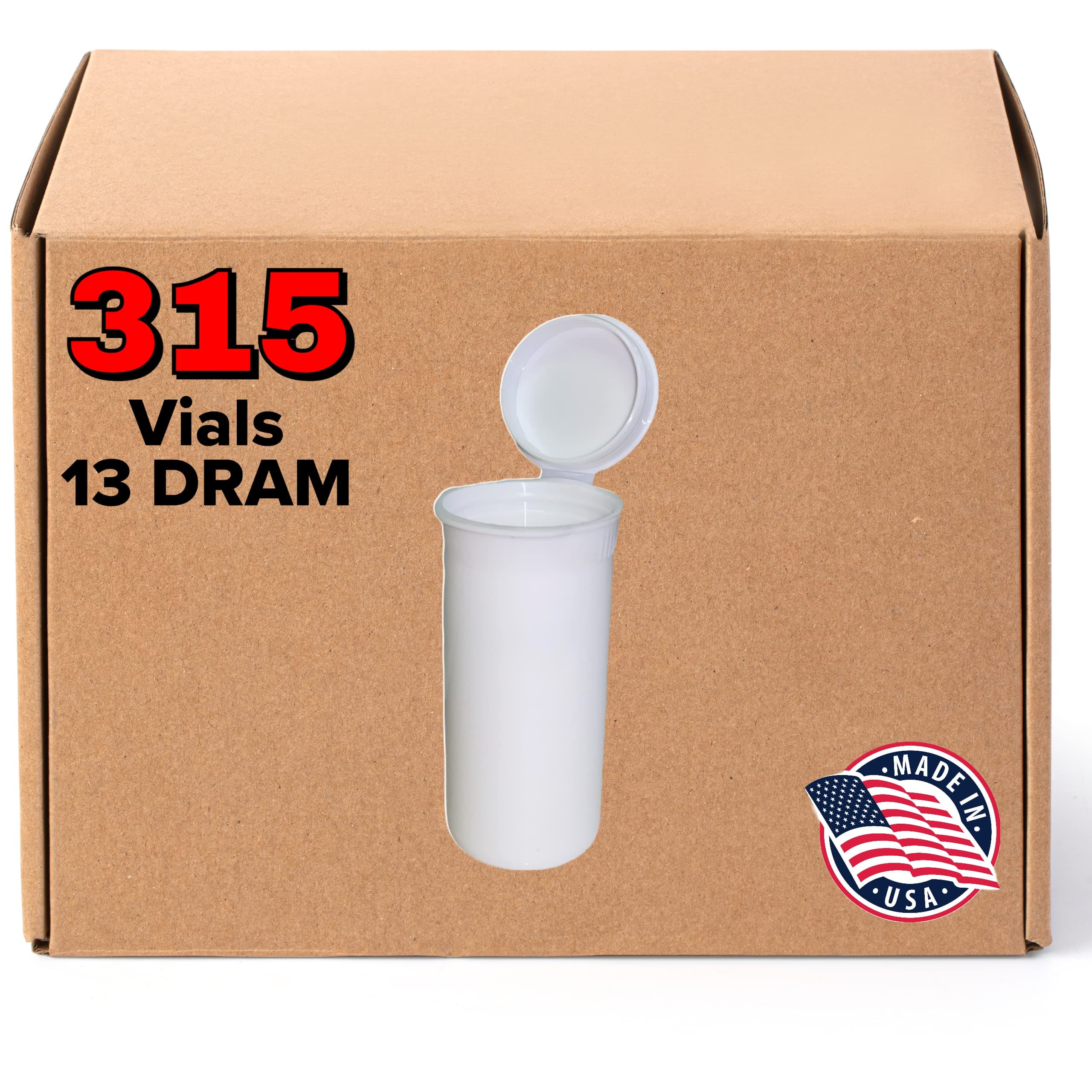 315 White 13 DRAM Pop Top Bottles - Airtight Odor Proof Containers - BPA Free Medical Grade Plastic Prescription Pop Tops