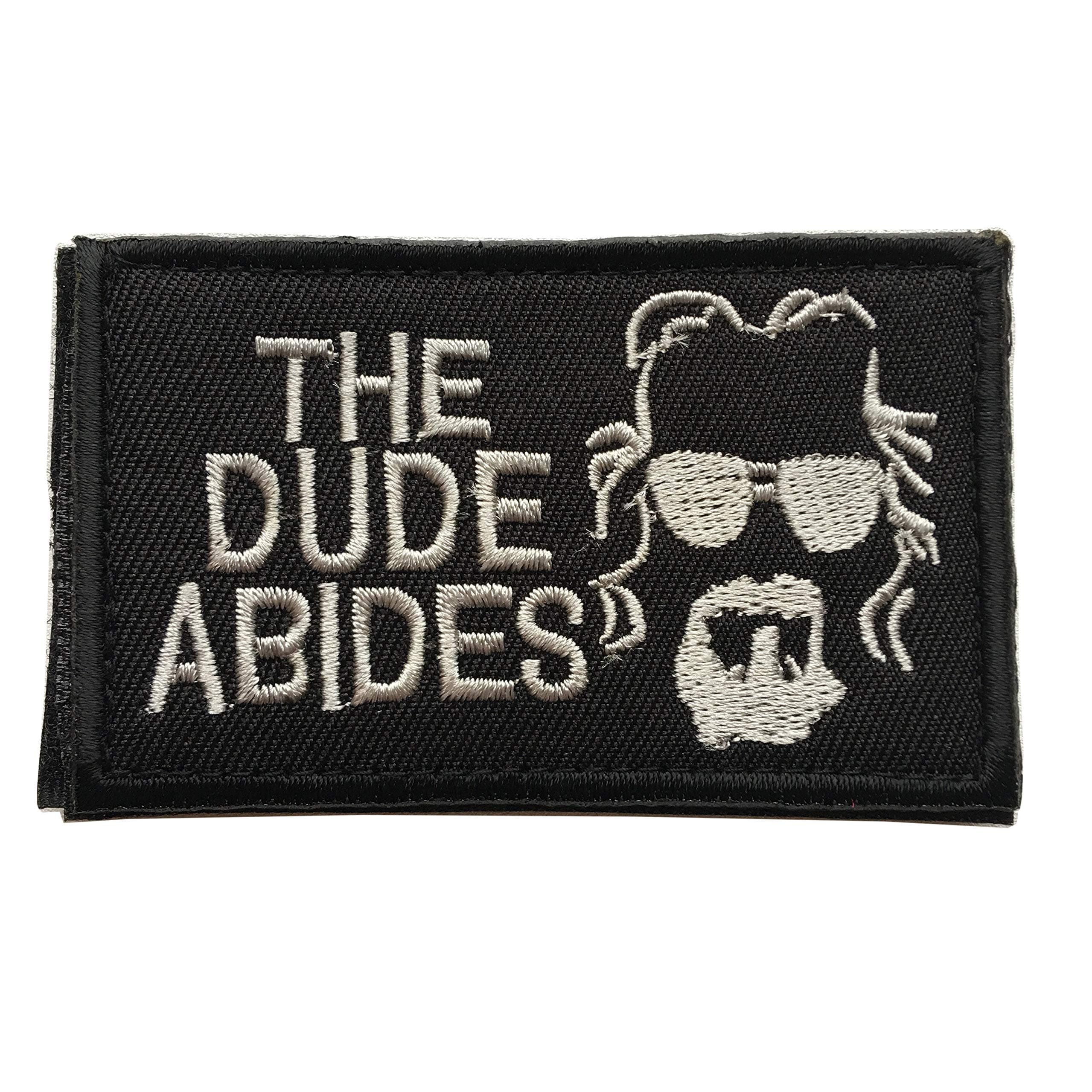 Big Lebowski The Dude Abides Pee Rug Patch. Perfect for Your Tactical Military Army Gear, Backpack, Operator Baseball Cap, Plate Carrier or Vest. 2x3" Hook Patch (A-Black)