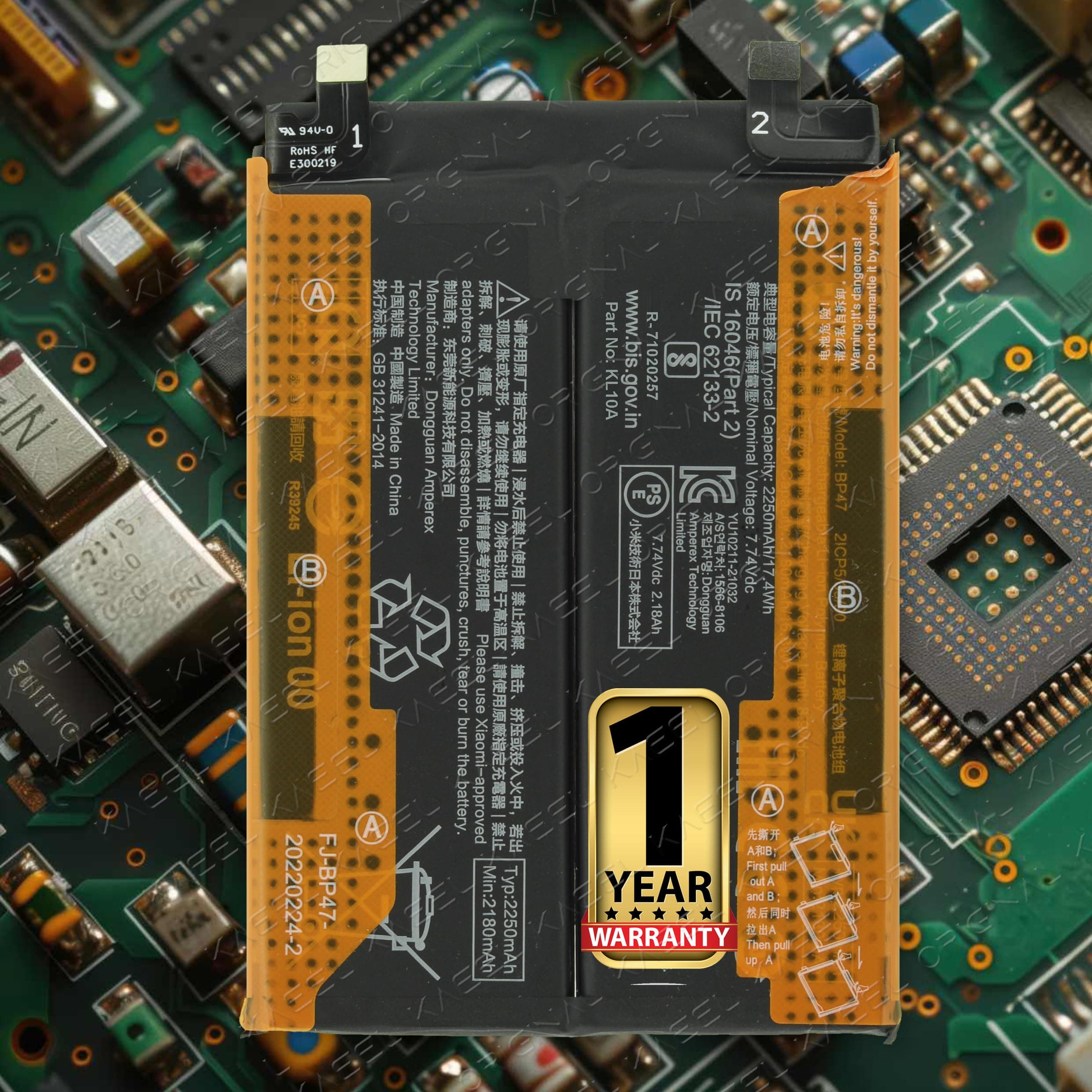 Original BP47 4500mAh Battery for Xiaomi 11i HyperCharge 5G 21091116UI, MZB0A55IN with 1 Year Warranty*. (Stealth Black)