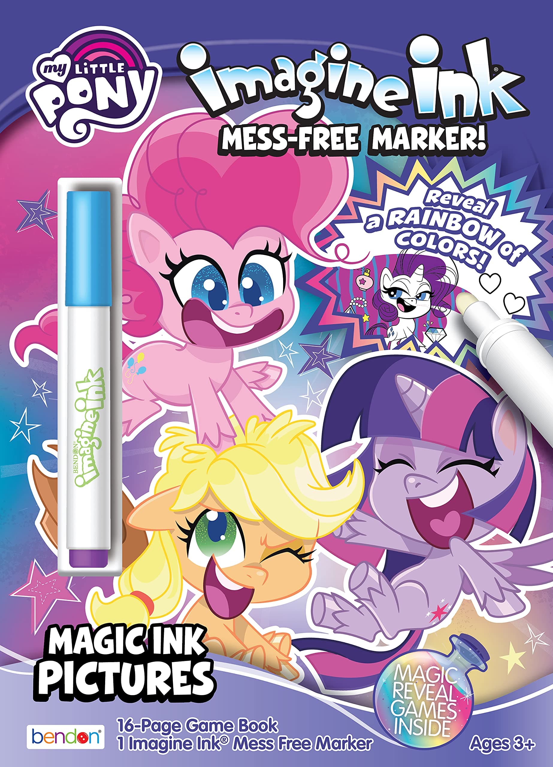 My Little Pony 16 Page Imagine Ink Coloring Book with 1 Mess Free Magic Ink Marker Bendon 51403