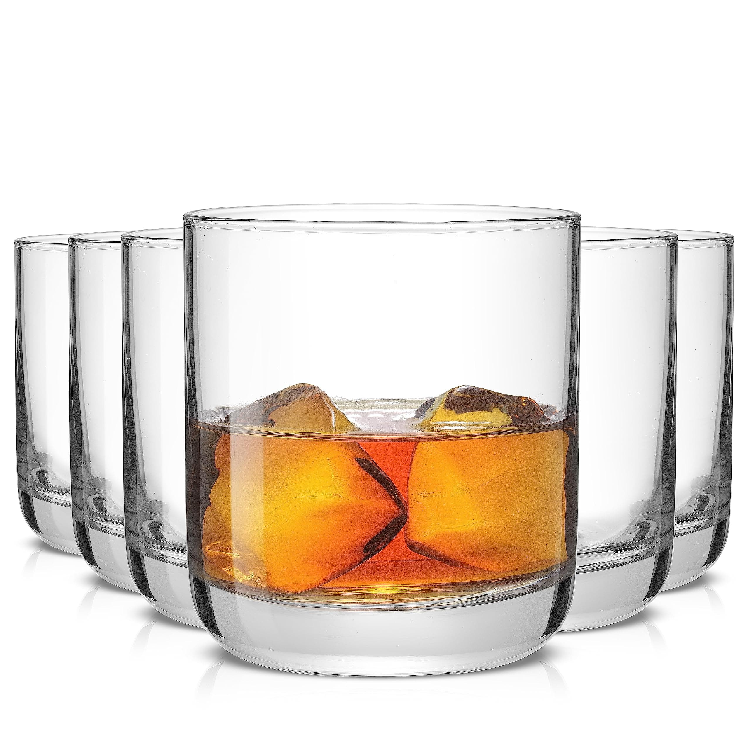 JoyJolt Faye Crystal Whiskey Glasses, Lowball Glasses Set of 6, 10oz Short Glass Tumbler, Double Old Fashioned Rocks Glass for Scotch or Bourbon, Dishwasher Safe Glassware