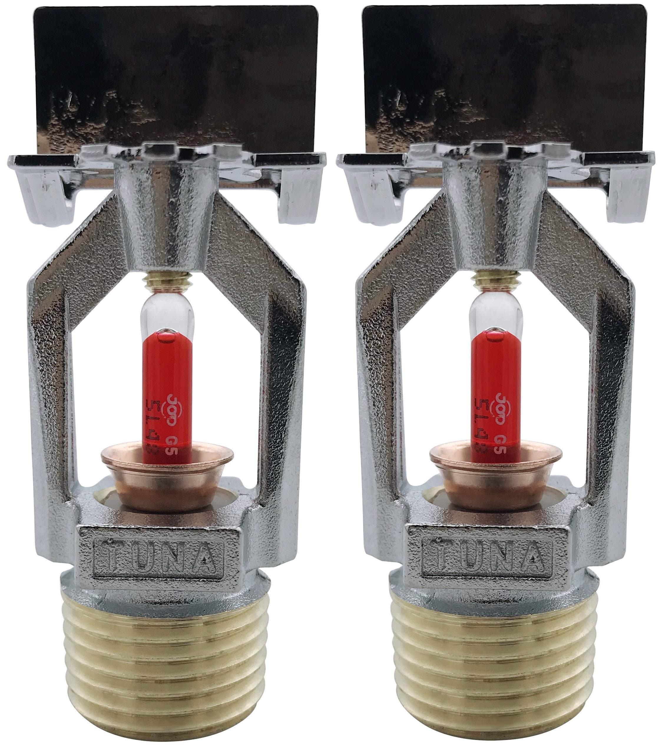(2 Pack) FM Approved & UL/CUL Listed TUNA Fire Sprinkler Head Horizontal Sidewall Spray 1/2” NPT 155°F (68°C) K=5.6 Side Wall Spray K80 Standard Response for Automatic Fire Sprinkler System Chrome