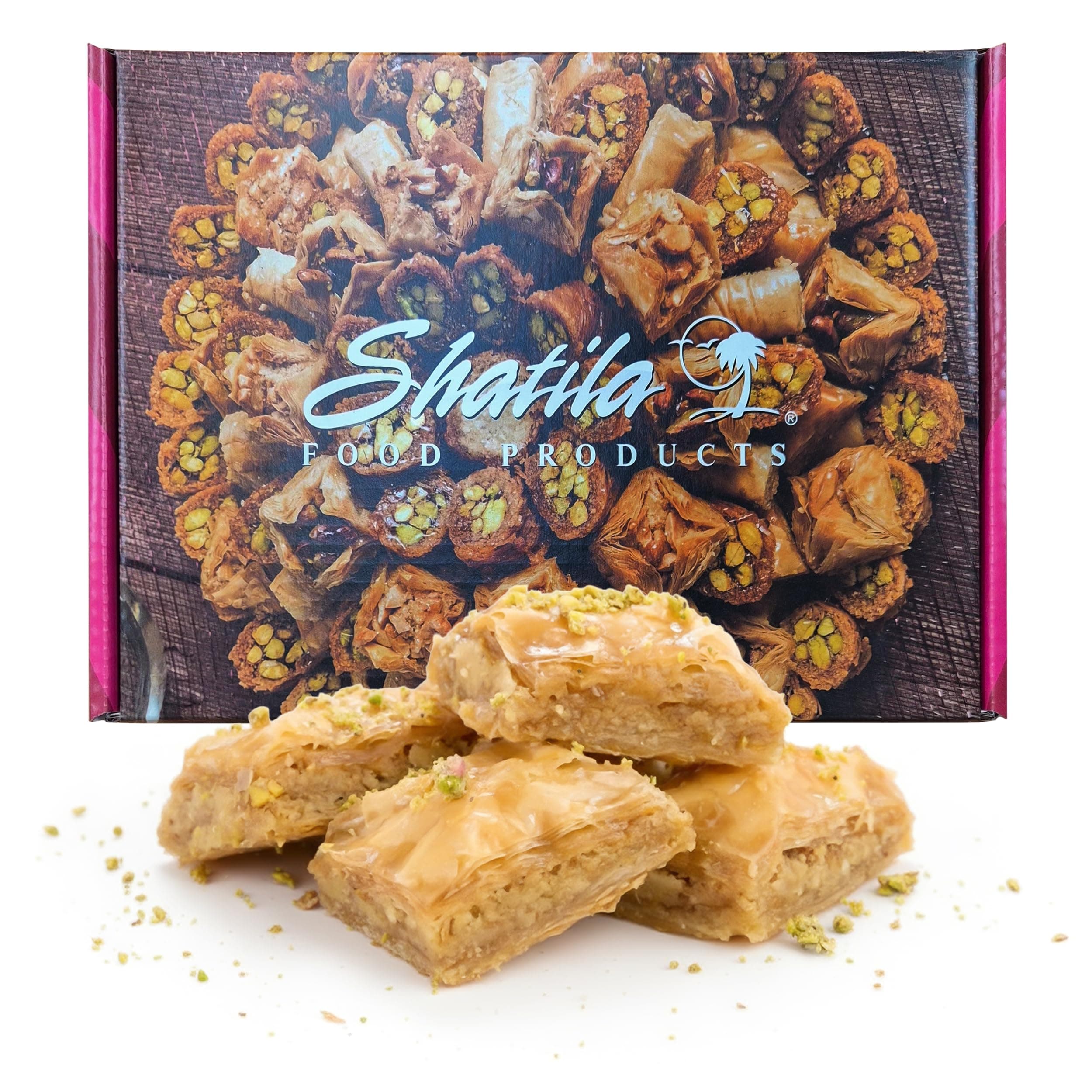 Shatila Food Products Baklawa, Walnut Baklava Pastry, Mediterranean Sweets Arabic Desserts, 28-30 Pieces