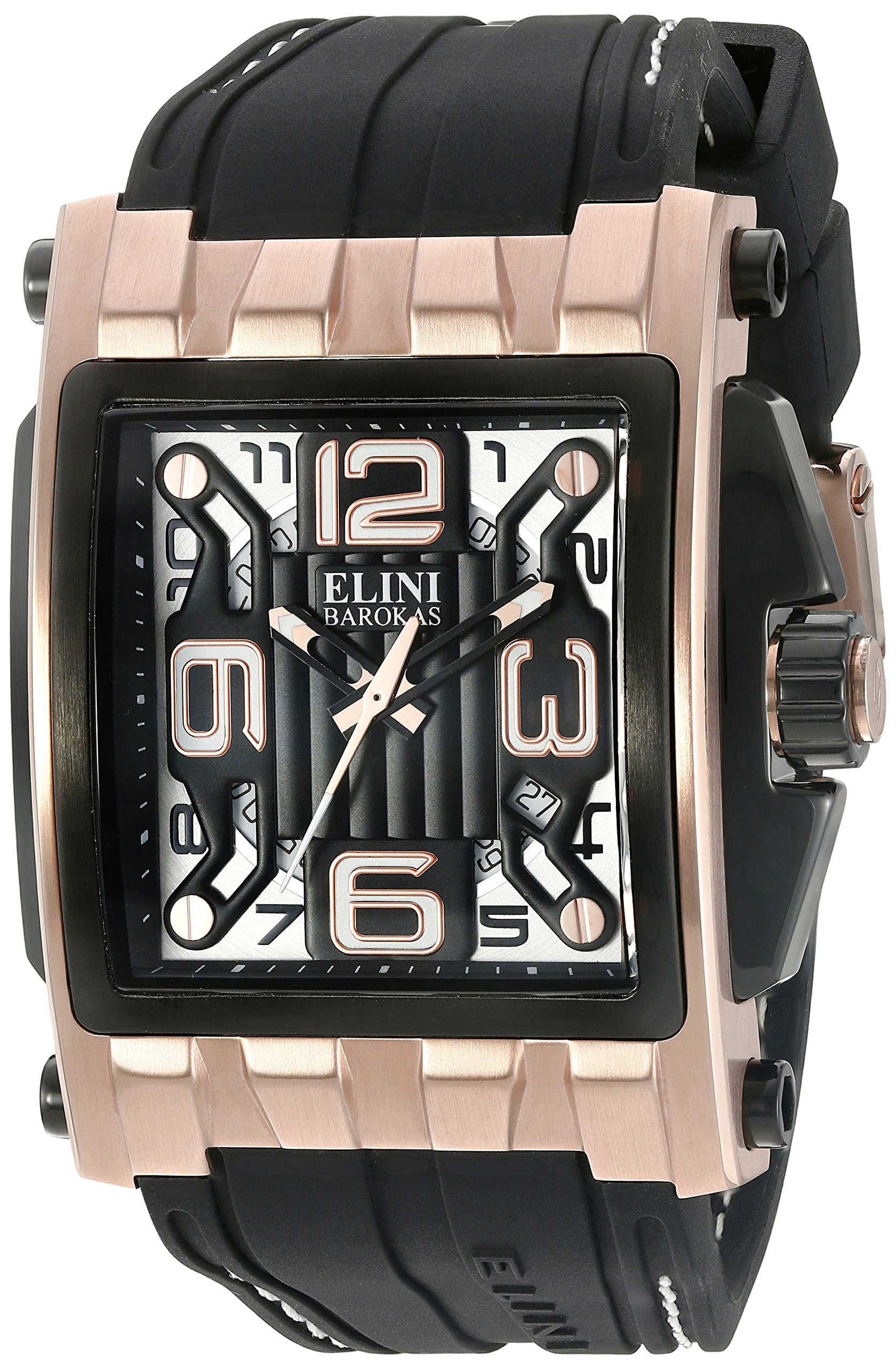 Elini Barokas Men's Analogue Quartz Watch with Silicone Strap ELINI-20011-RG-01-BB