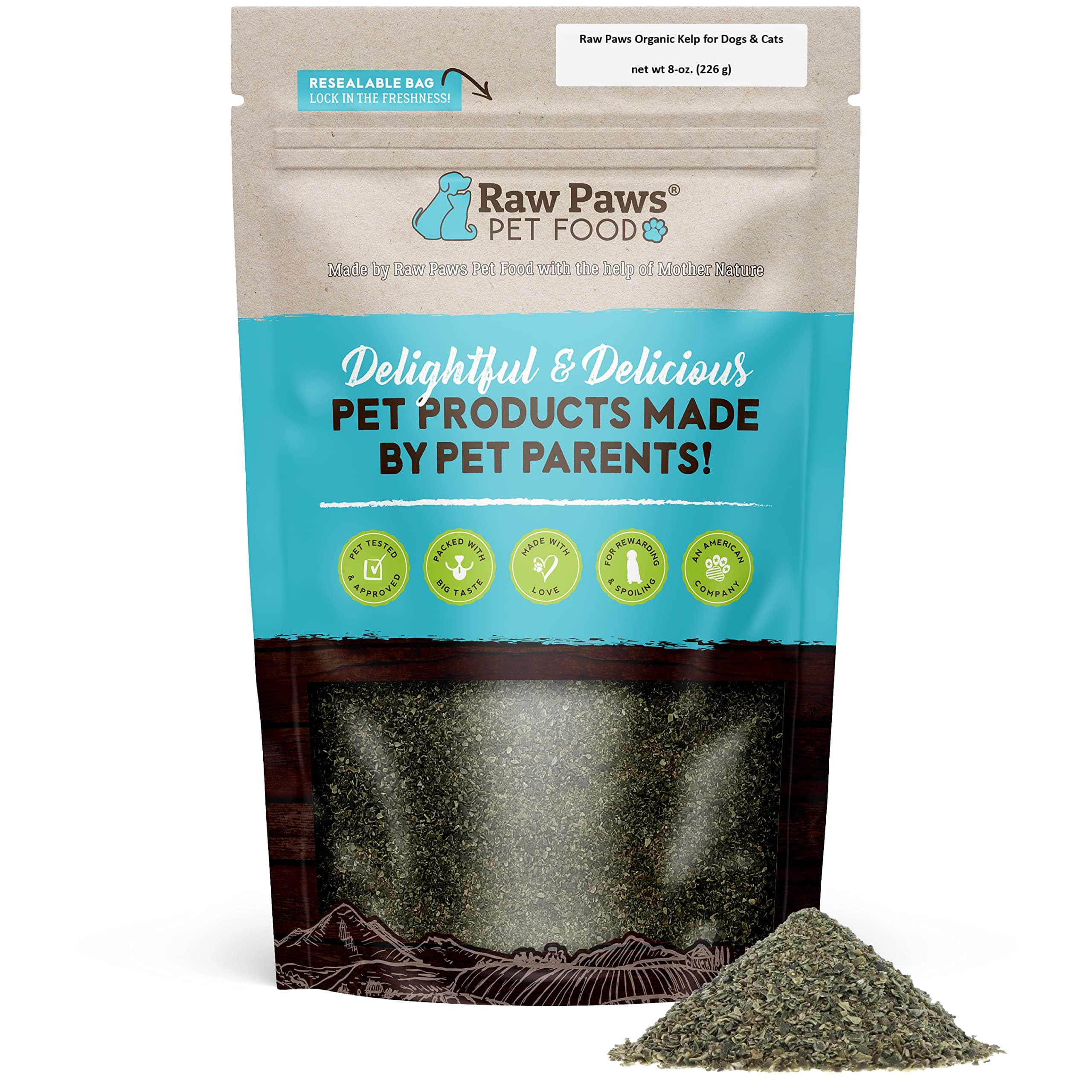 Organic Kelp Powder for Dogs & Cats (8-Ounce) - Supports Thyroid, Digestive & Immune Health - Dried Sea Kelp for Dogs - Seaweed Powder Supplement