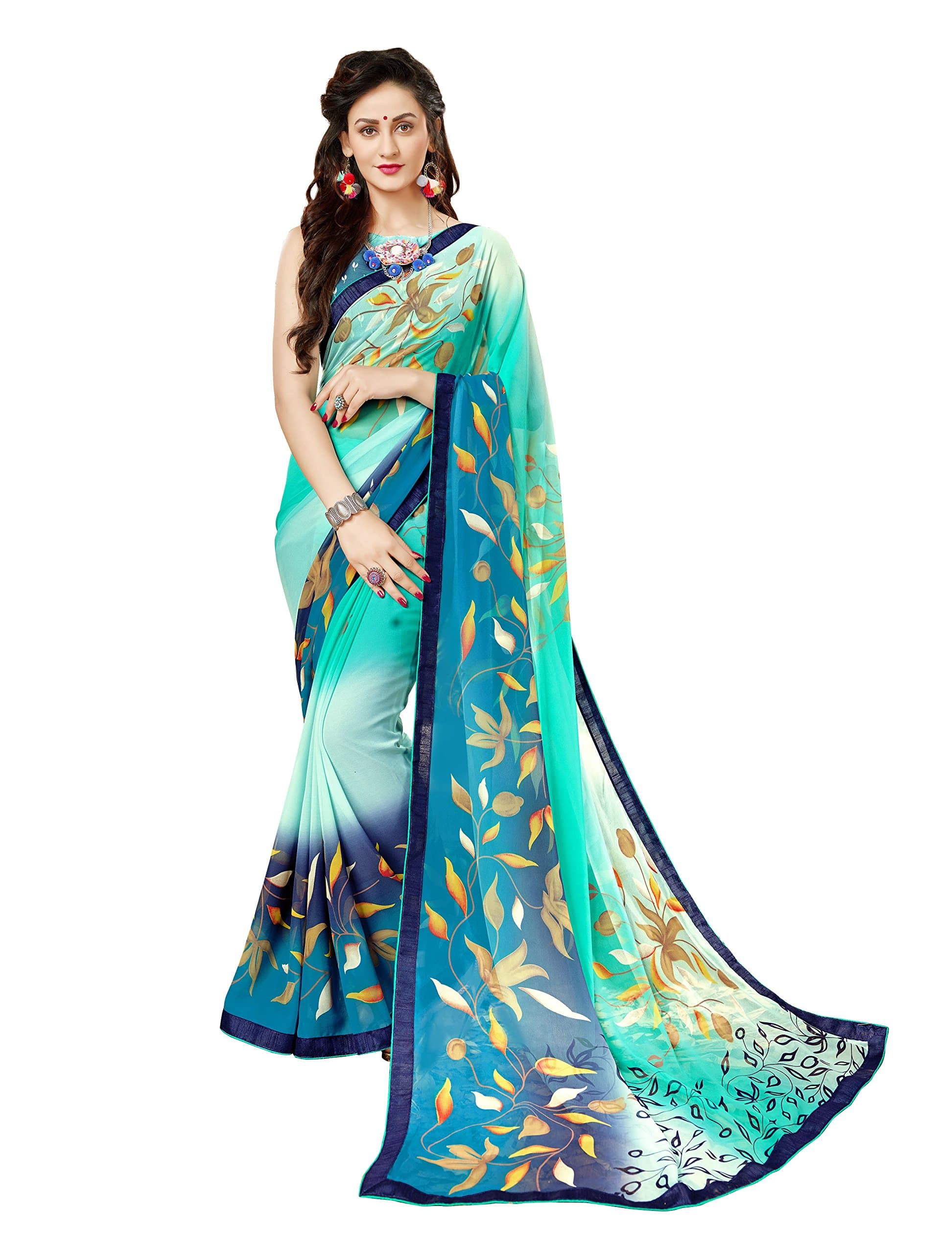 Sutram Women's Georgette Saree with Blouse Piece
