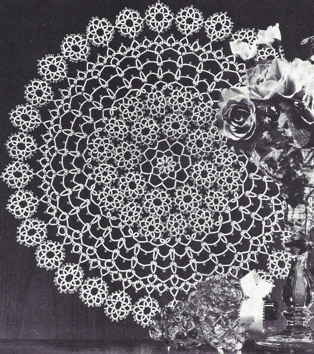 Vintage Tatting PATTERN to make Doily Centerpiece Mat Flower Frost Design. NOT a finished item. This is a pattern and/or instructions to make the item only.