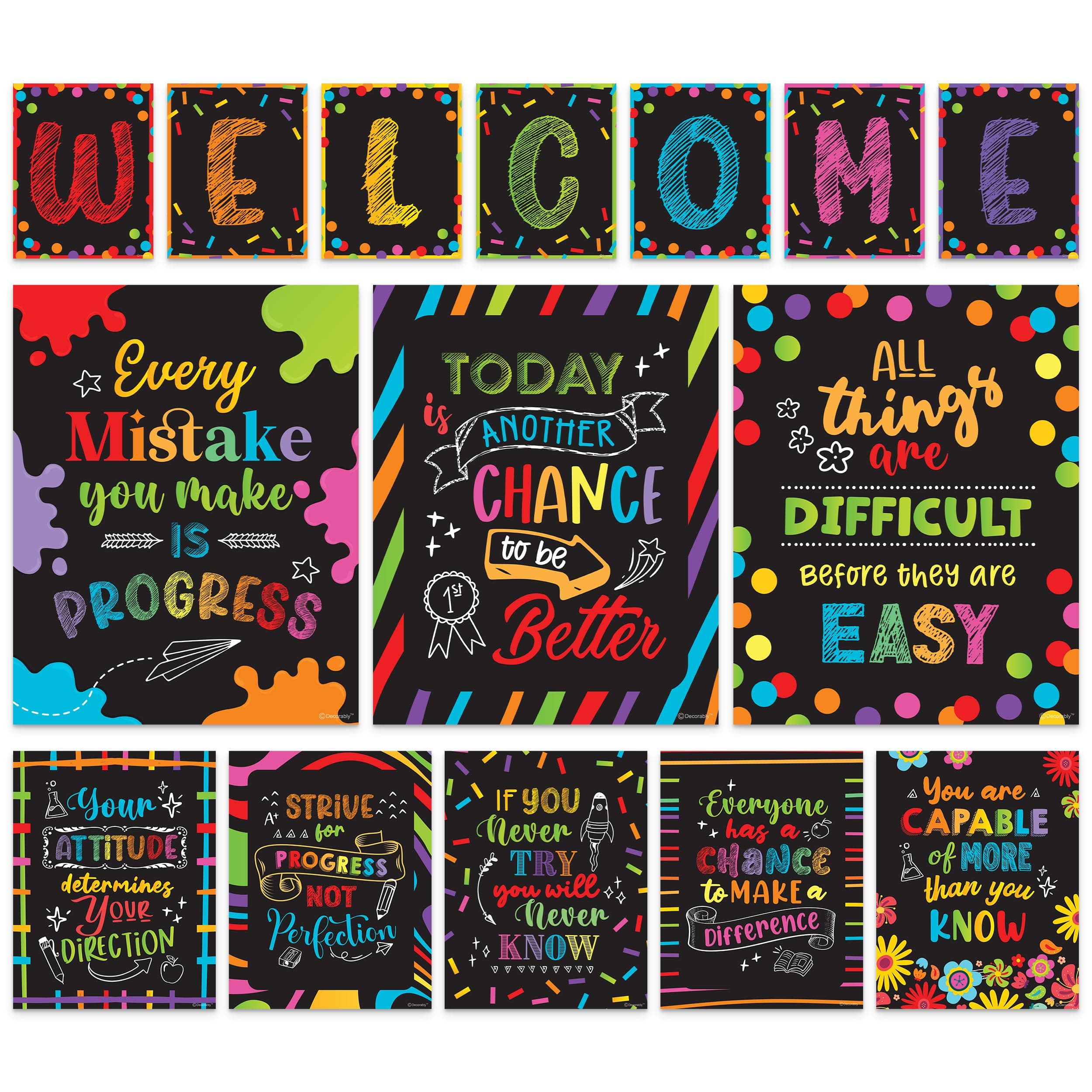 Decorably Chalkboard Welcome Sign for Classroom - 15 Welcome Classroom Sign, Classroom Welcome Sign Classroom, Welcome School Sign, Welcome Back to School Bulletin Board, Welcome to Our Classroom Sign